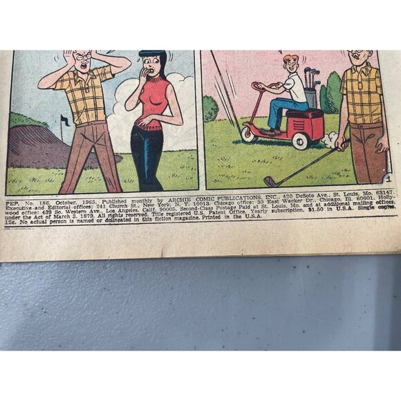 Archie Series Pep #186 October 1965 Comic Book Classic Cover Wear Bagged Boarded - Picture 5 of 9